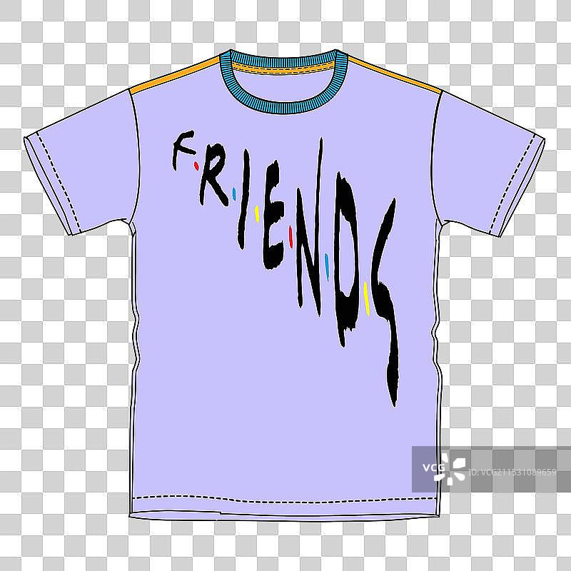 印有“朋友”字样的男士T恤图片素材