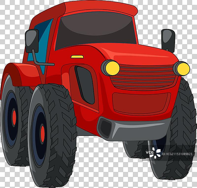 红色农用拖拉机的图形图片素材