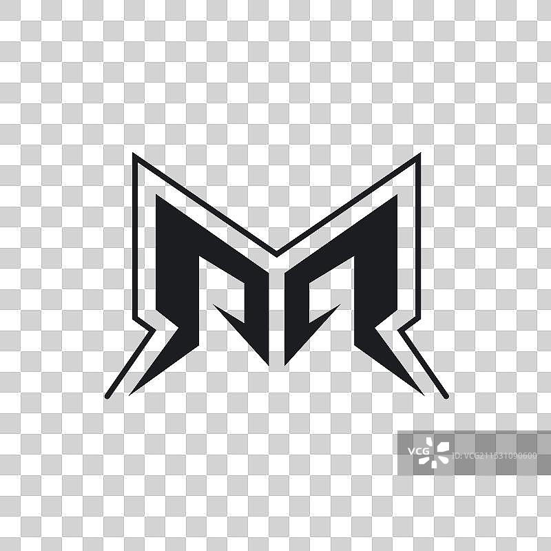 黑色字母M或抽象字母RR的标志概念图片素材