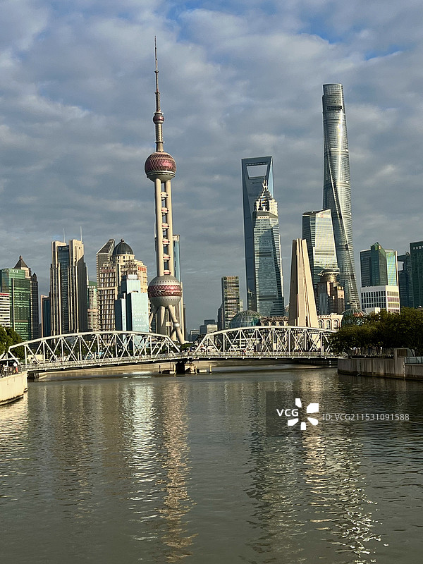 上海外白渡桥和浦东三件套图片素材