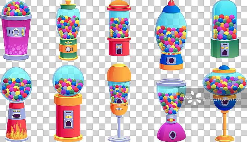 复古糖果的泡泡糖自动售货机卡通图案图片素材