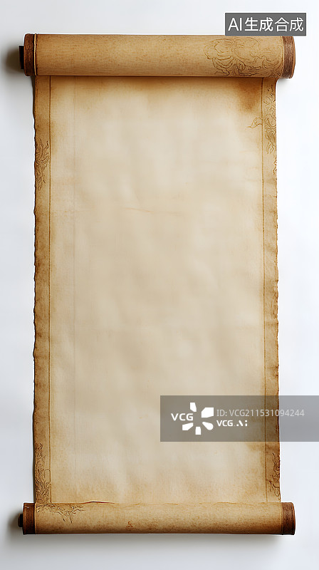 【AI数字艺术】古老的空白卷轴图片素材