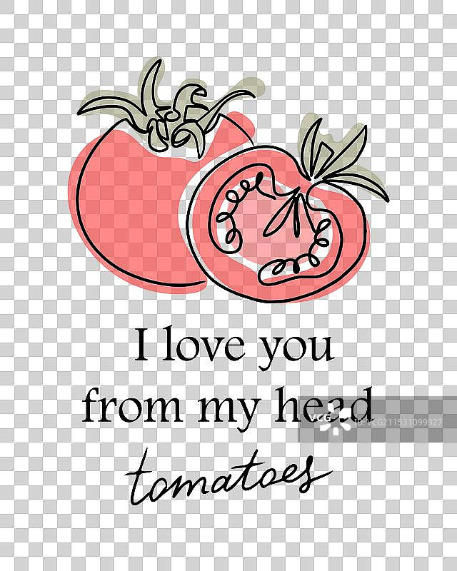 素食轮廓构图与红色番茄图片素材