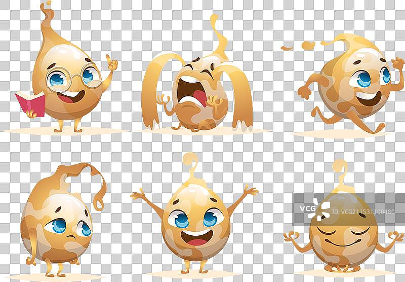 搞笑的液体角色油滴吉祥物卡通形象图片素材