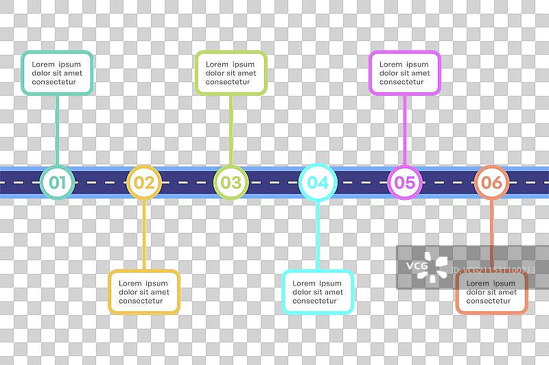 六个阶段的直线路线图信息图表图片素材