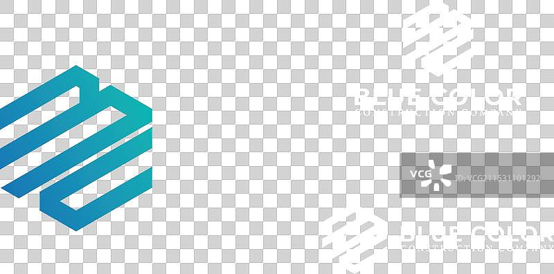 蓝色立方体的抽象字母BC或CB标志图片素材