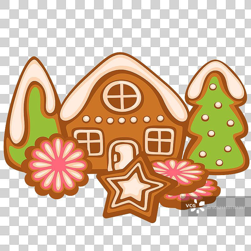 圣诞节自制姜饼饼干配糖霜图片素材