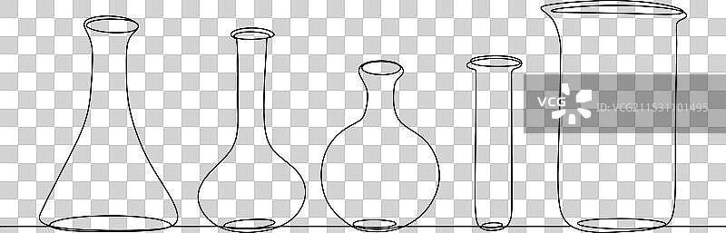 试管和烧瓶一行图片素材