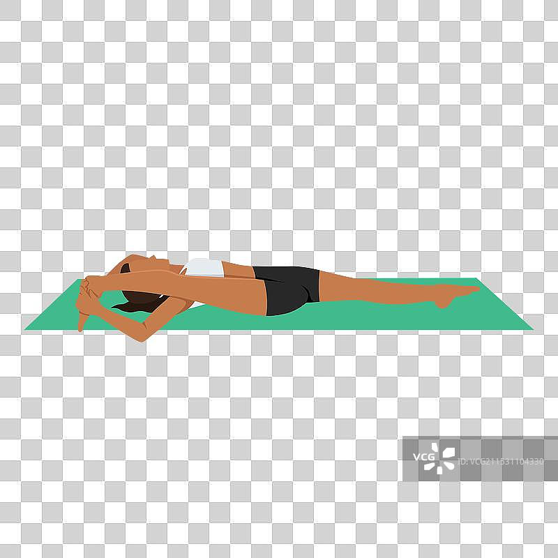 年轻女性做仰卧劈腿姿势图片素材