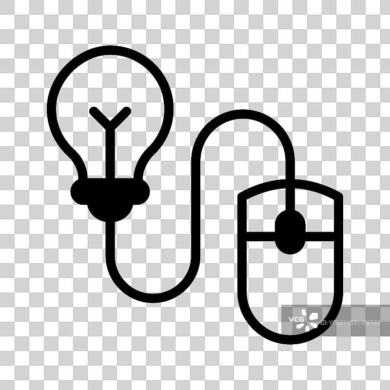 创意灯泡与鼠标，描绘概念图标图片素材