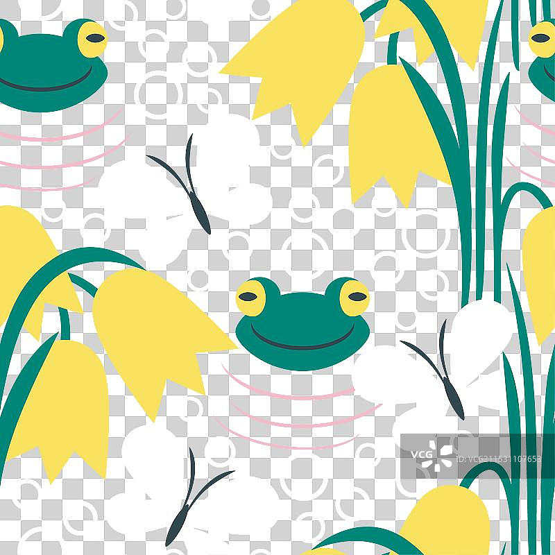 有趣的小青蛙无缝图案图片素材