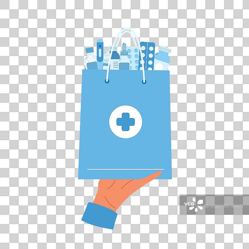 装有药瓶和药物的纸袋图片素材