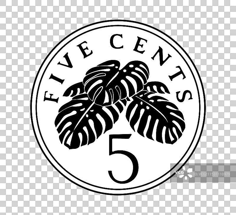 新加坡1992年至2012年的5分硬币反面图片素材