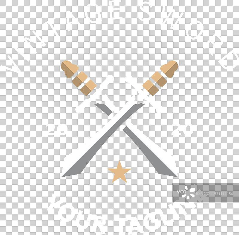 交叉剑复古标志设计剑图片素材