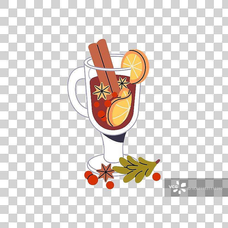 带有圣诞美学的饮料玻璃杯图片素材