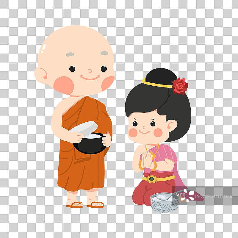 女孩佛教徒通过做好事积累功德图片素材