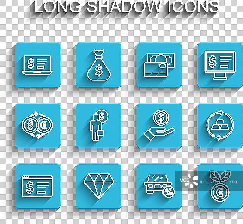 设置带有美元钻石的在线银行行线图片素材