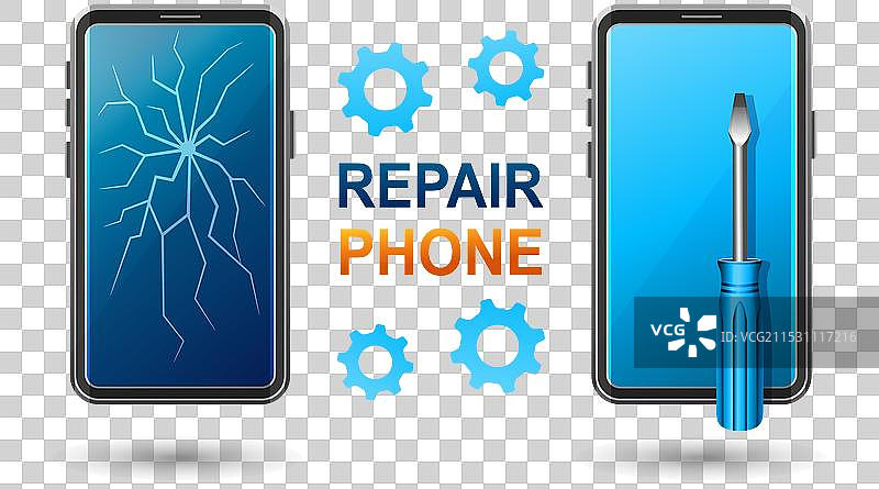 手机维修服务 修理损坏的智能手机图片素材