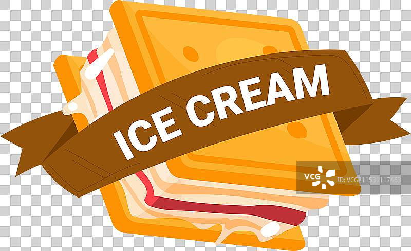 叠放的冰淇淋三明治与丝带横幅图片素材