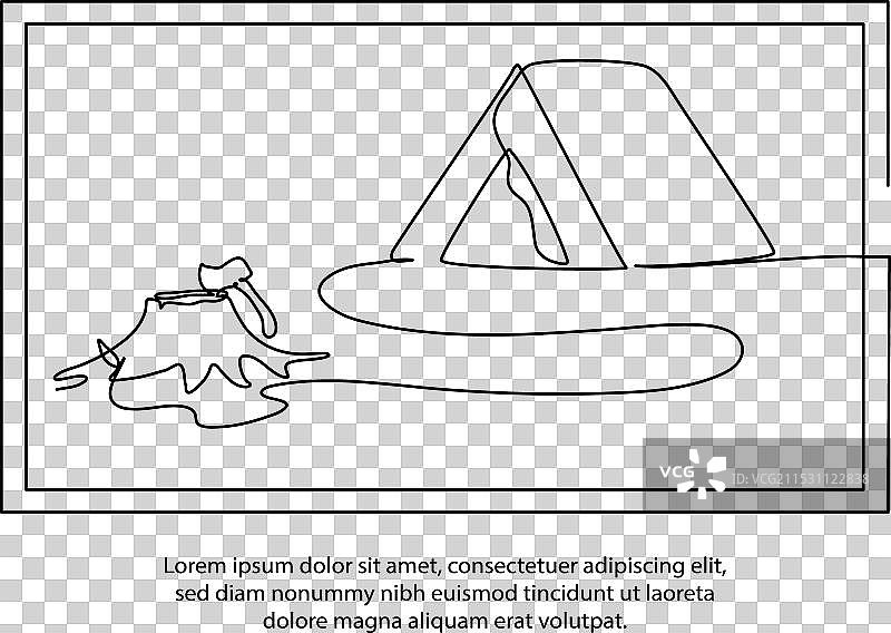 露营活动海报的线条画图片素材