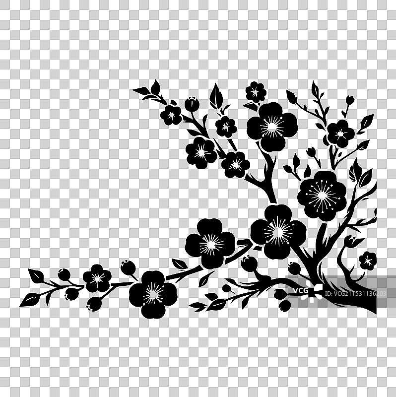 樱花花朵剪影艺术图片素材