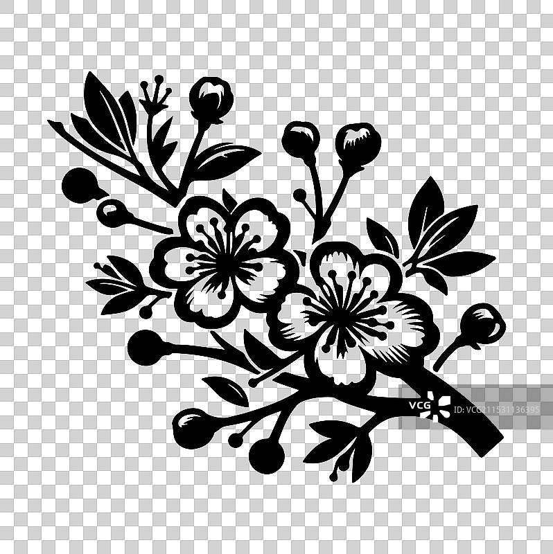 樱花花朵剪影艺术图片素材