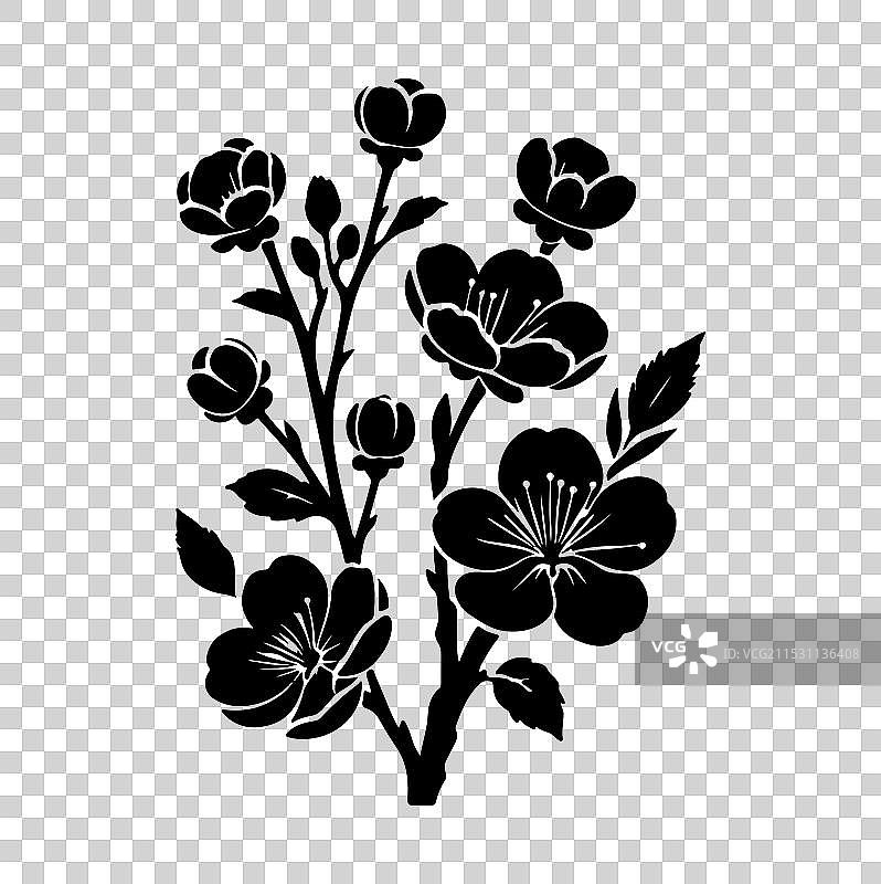 樱花花朵剪影艺术图片素材