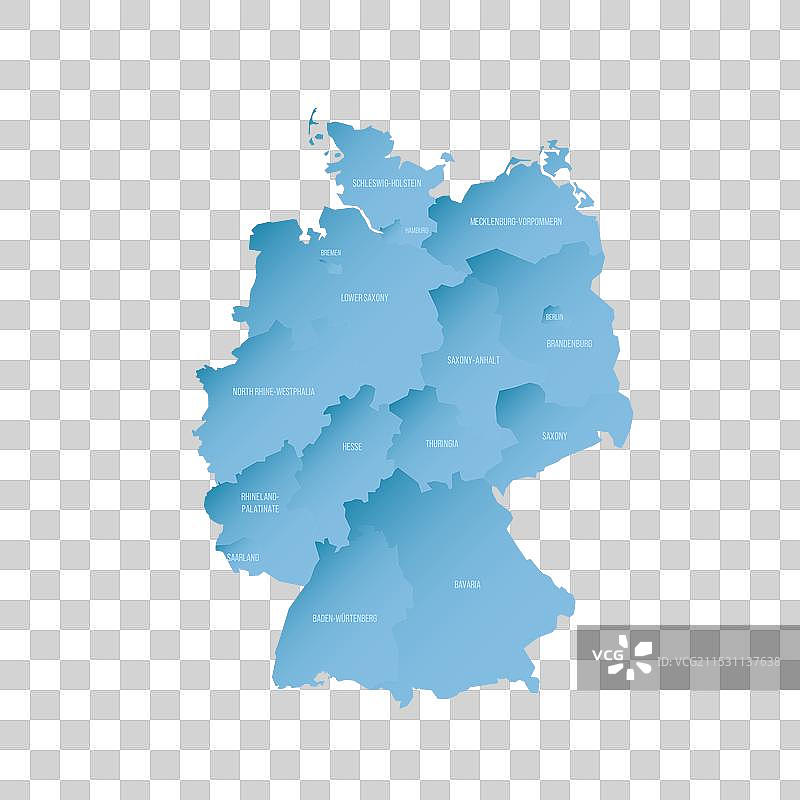 德国行政区划政治地图图片素材