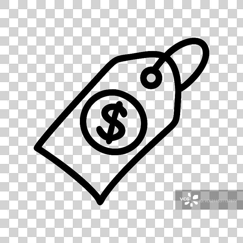 带有美元符号的价格标签轮廓图标图片素材