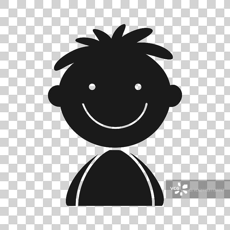 微笑的男孩与凌乱的头发图标图片素材