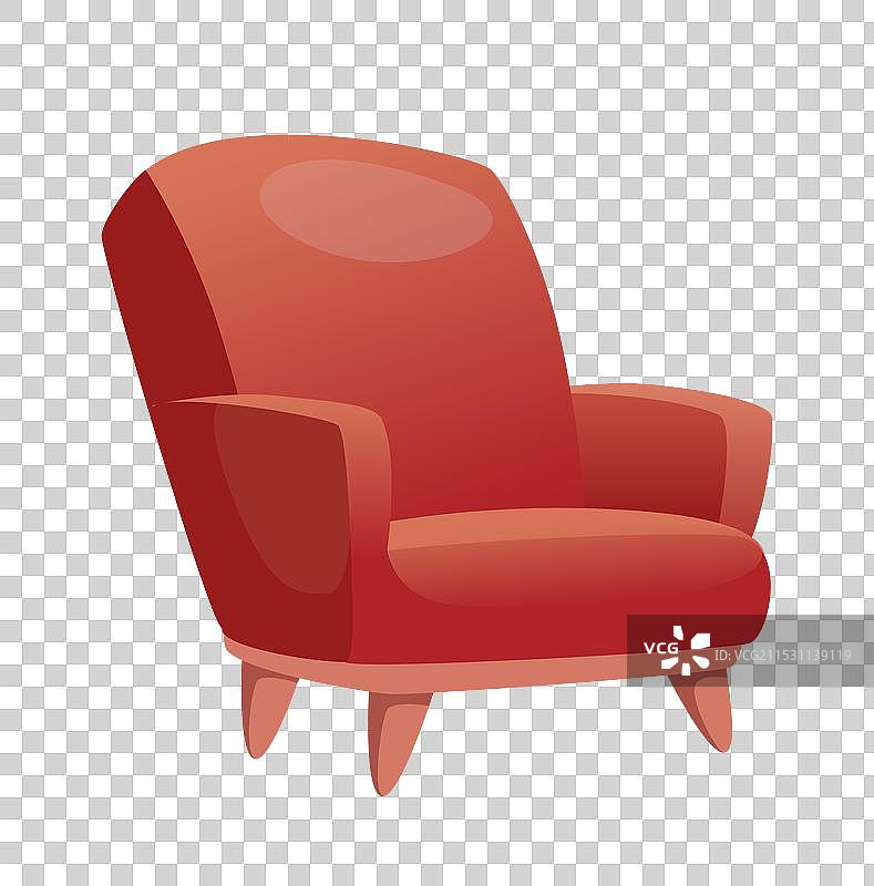 舒适的红色扶手椅描绘图片素材
