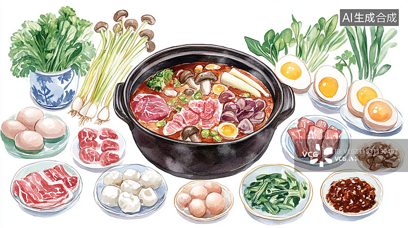 【AI数字艺术】春节年夜饭火锅图片素材