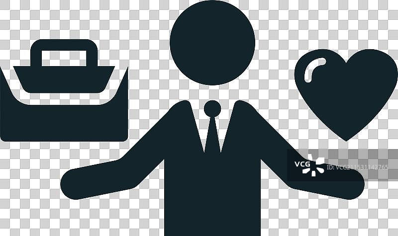 商人选择爱情而非工作的图标图片素材