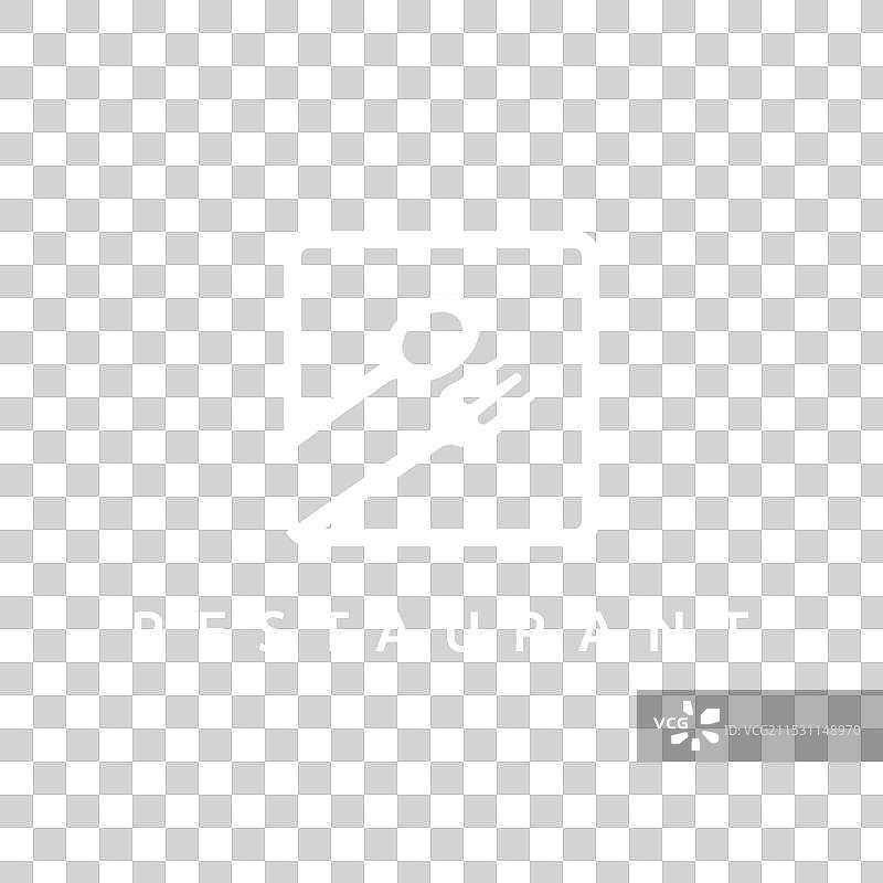 矩形内的勺子和叉子组合符号图片素材