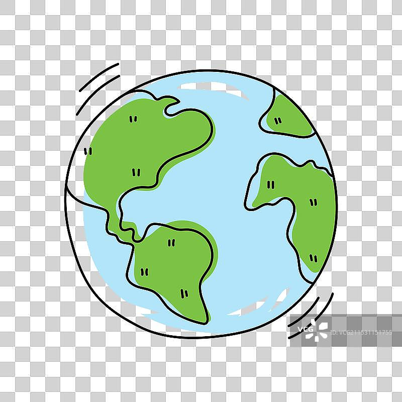 彩色平面涂鸦风格的地球图标图片素材