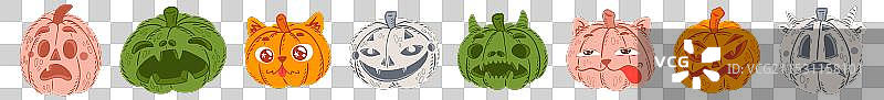万圣节南瓜微笑脸十月恐怖表情符号图片素材