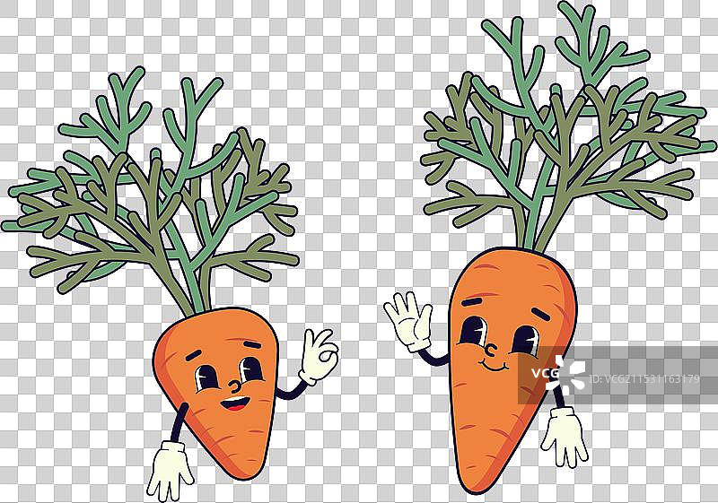 两个带有搞笑表情的卡通胡萝卜图片素材