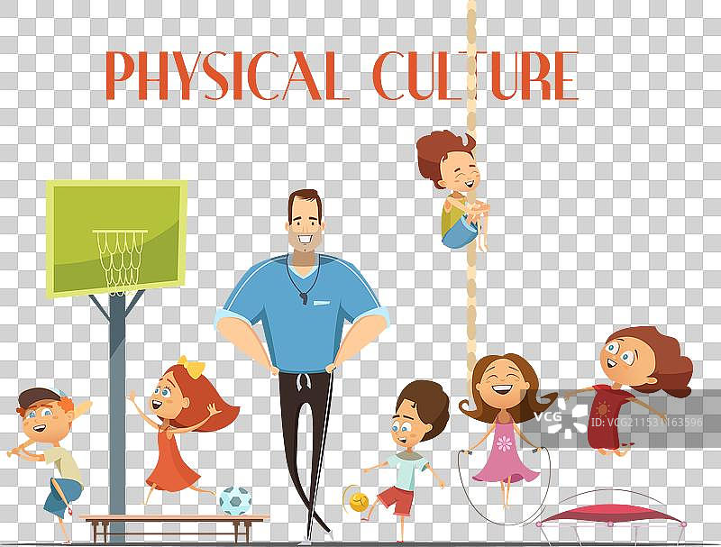 复古卡通的体育文化课图片素材