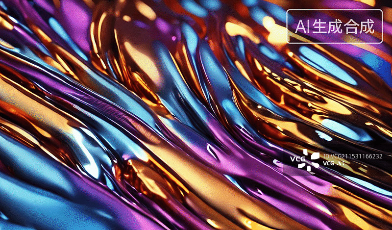 【AI数字艺术】流光溢彩的金属质感图片素材