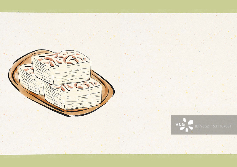 国潮风扬州美食插画-千层油糕图片素材