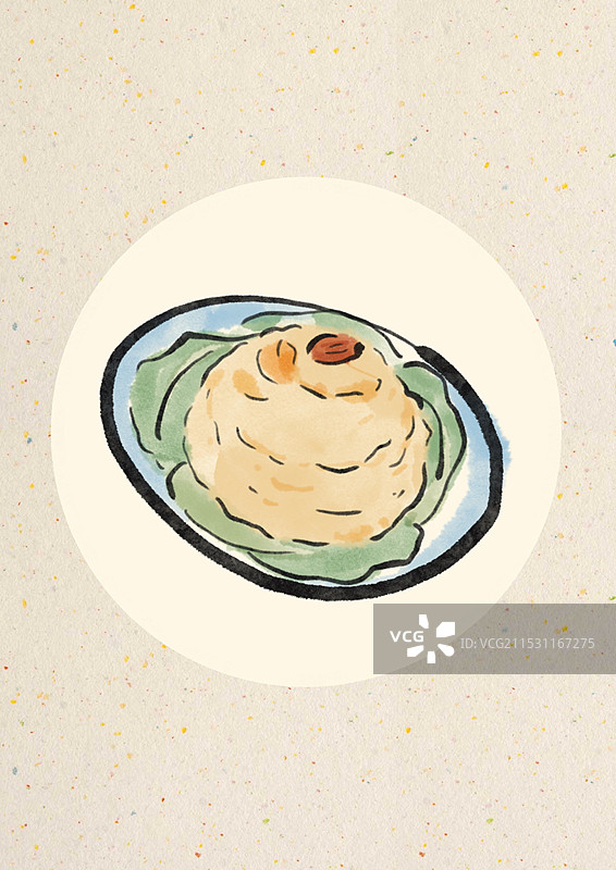 国潮风扬州美食插画-蟹粉狮子头图片素材