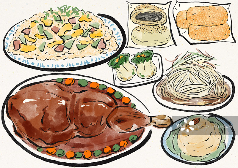 国潮风扬州美食插画图片素材