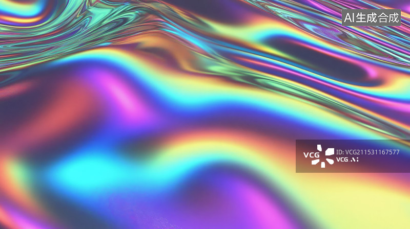 【AI数字艺术】镭射彩虹油膜流动光影背景图片素材