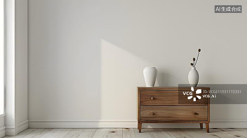 【AI数字艺术】家里靠墙的木质柜子图片素材