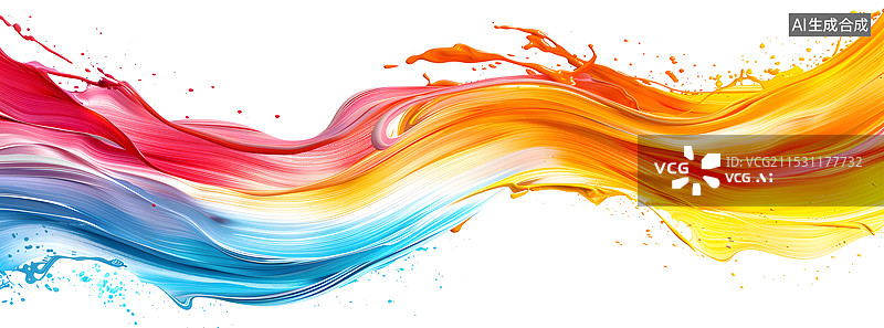【AI数字艺术】白色背景上彩色抽象流动的液体颜料插图图片素材