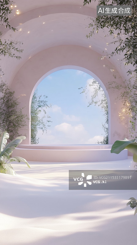 【AI数字艺术】产品展台沙漠舞台场景图片素材