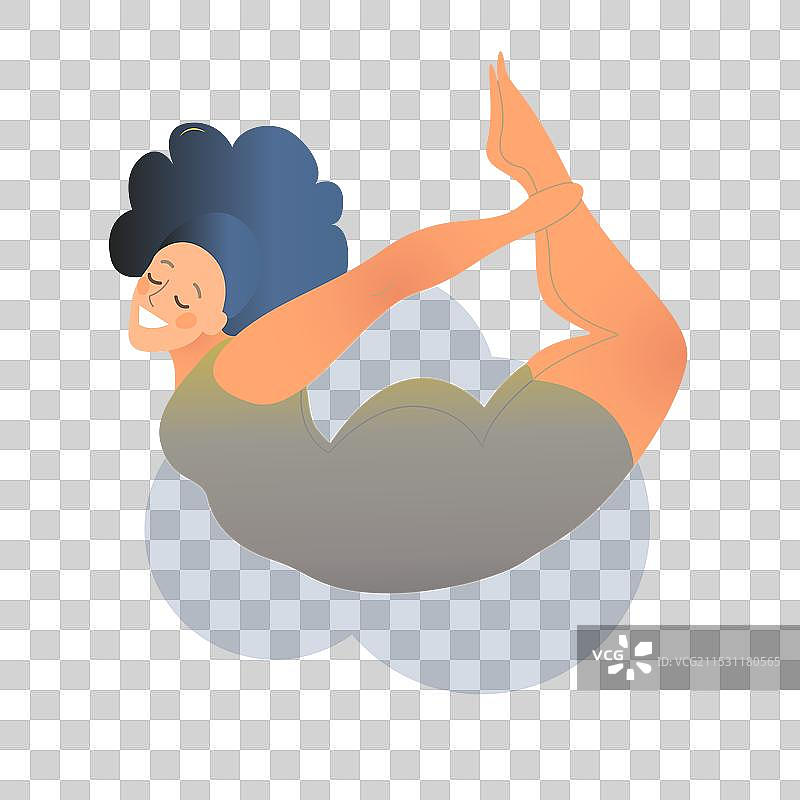 丰满曲线的女士在瑜伽课上练习图片素材