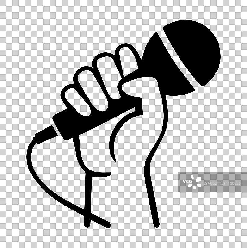 手持麦克风的线条艺术图片素材