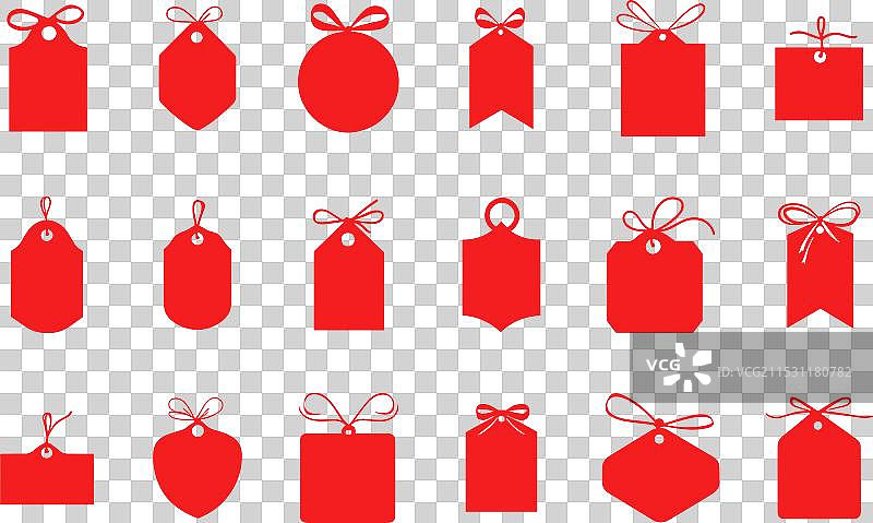 时尚标签的销售标签与丝带图标集图片素材