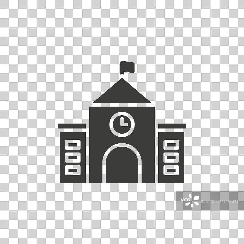 市政厅线条图标，背景为白色图片素材